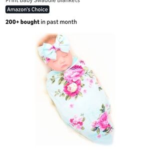 Floral Recieving Swaddle and Headband Set